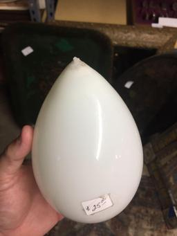 (6) extremely unique milk white blown glass eggs