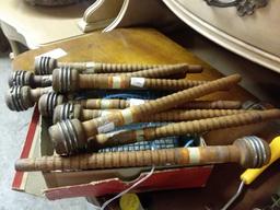 Lot of (9) very cool industrial textile bobbins
