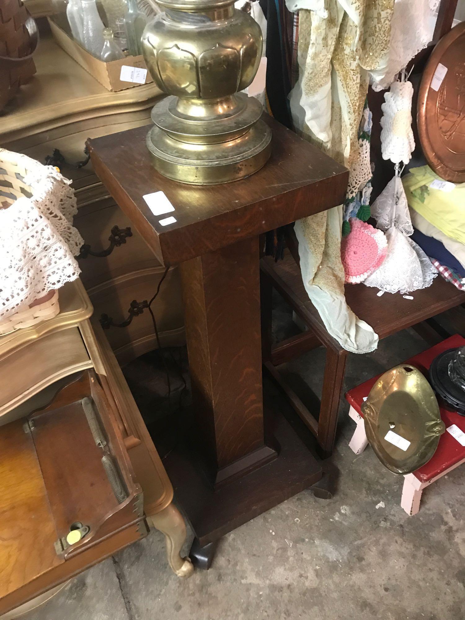 Fabulous Footed Wooden Pedestal Plant or sculpture stand