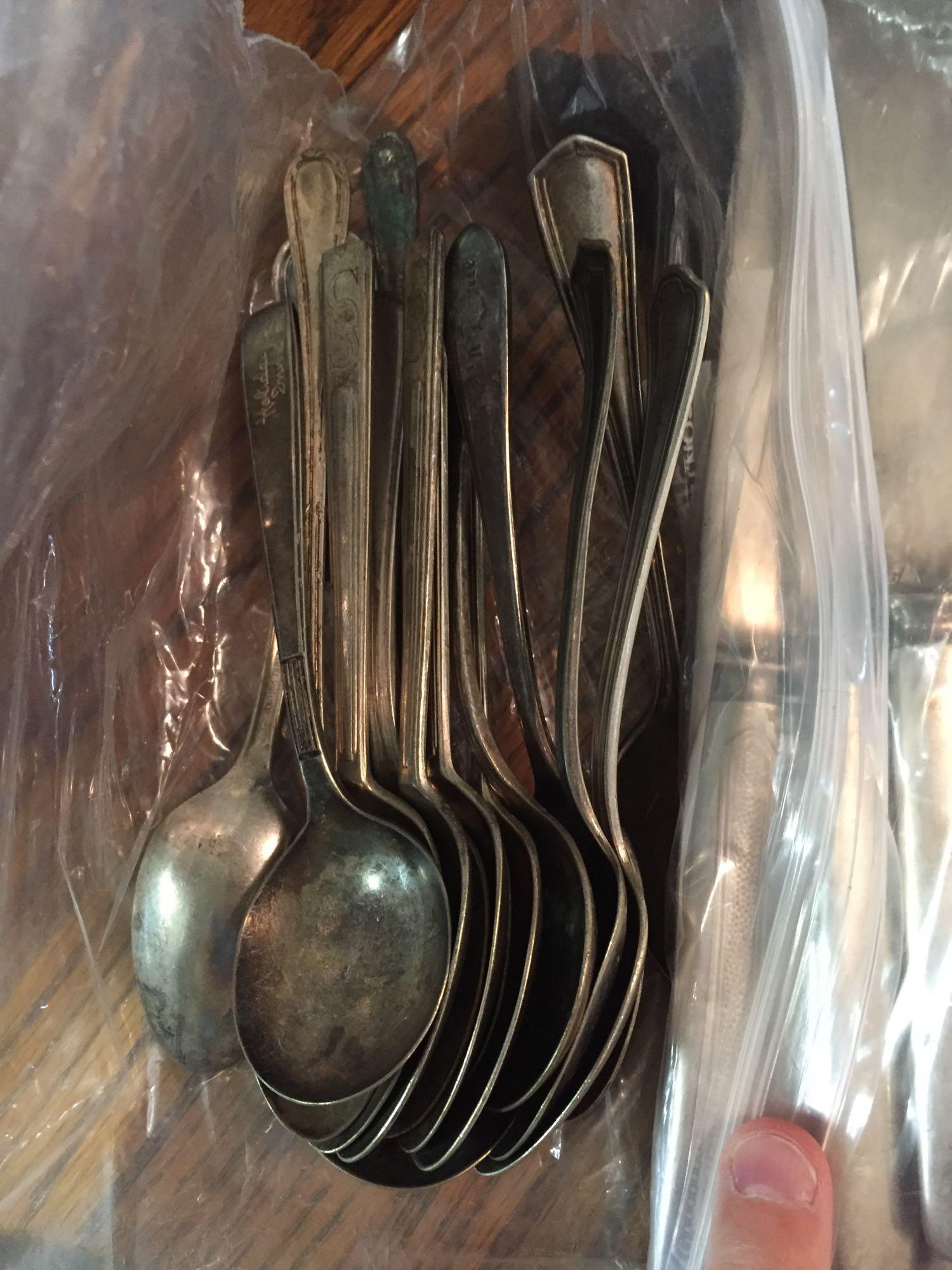 Huge lot of antique/vintage silverplate flatware and serving pieces