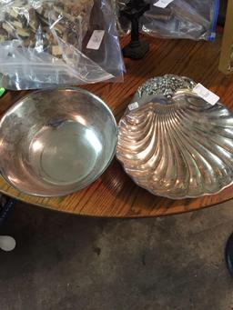 (2) Silverplate showpieces. Scalloped dish and 1965 Florida State Flower Show Paul Revere