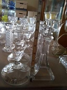Lot of 4 Crystal Candle Holders. (2) pairs