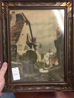 Vintage framed watercolor/print