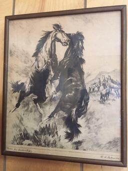 2 framed signed R.H. Palenske Horse prints