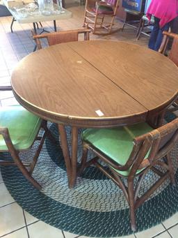 Bamboo Wicker Table and 6 Chairs w/ vinyl seats