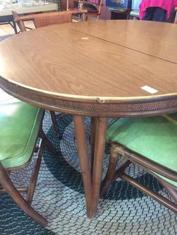 Bamboo Wicker Table and 6 Chairs w/ vinyl seats