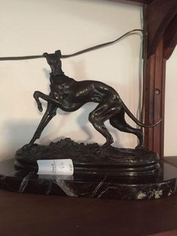 Rare Signed P.J Mene Bronze hound sculpture