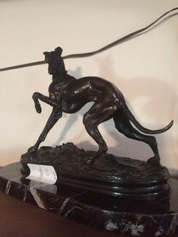 Rare Signed P.J Mene Bronze hound sculpture