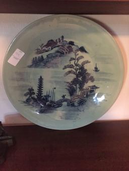 Large hand painted Oriental ceramic charger