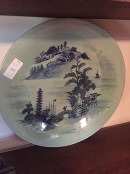 Large hand painted Oriental ceramic charger