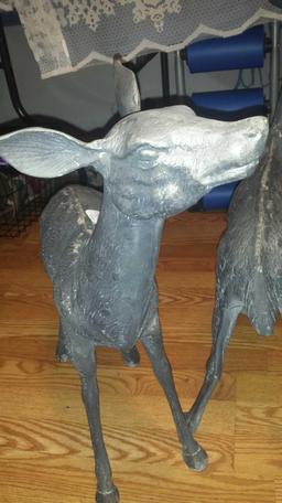 Cast metal Pair of Heavy Buck and Doe Figures