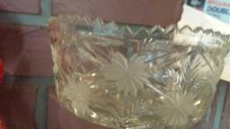 (1) 7" Crystal Candy Compote and (1) 10" Glass Devil Egg Plate