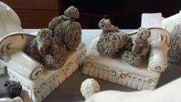 Pair of Thames Porcelain Spaghetti Poodle Figurines on Couches