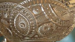 Brilliant Footed Glass Bowl with Fringed Edges and Sun Accents