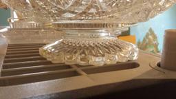 Brilliant Footed Glass Bowl with Fringed Edges and Sun Accents