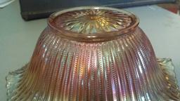 Elegent Carnival Glass Bowl with Rippled Edges