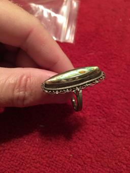 Large signed Sterling silver ring with beautiful stone