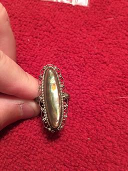 Large signed Sterling silver ring with beautiful stone