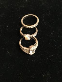 Three Sterling Silver with stones rings