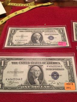 Six 1935 Uncirculated Silver Certificates