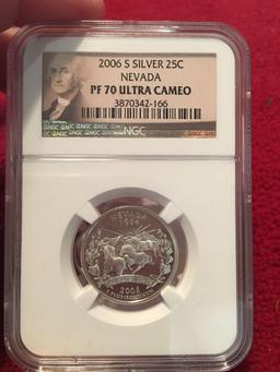 2 NGC graded PF 70 ultra cameo 2006 Silver state quarters