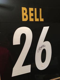 Fabulous authentic Signed Le?Veon Bell jersey framed and matted With photos