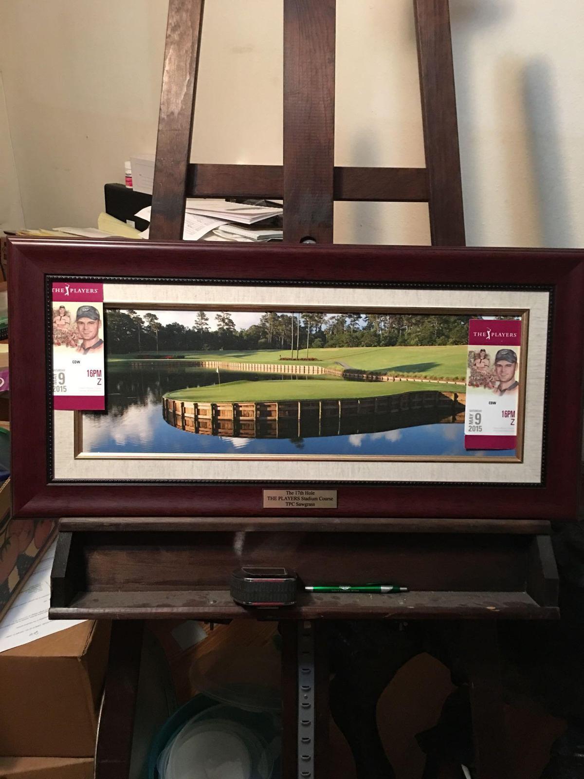 Gorgeous framed canvas of the 17th hole The Players stadium course at TPC Sawgrass with 2