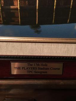 Gorgeous framed canvas of the 17th hole The Players stadium course at TPC Sawgrass with 2