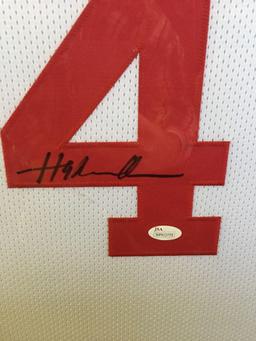 Wonderful authentic Signed Hakeem Olajuwon jersey framed and matted With photos