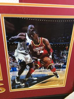 Wonderful authentic Signed Hakeem Olajuwon jersey framed and matted With photos