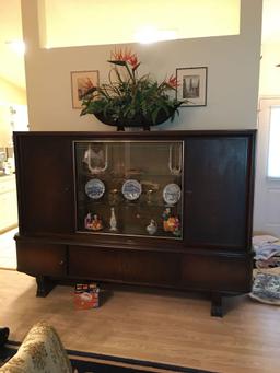 Fabulous Art Deco Nuevo antique German hutch. Burled wood