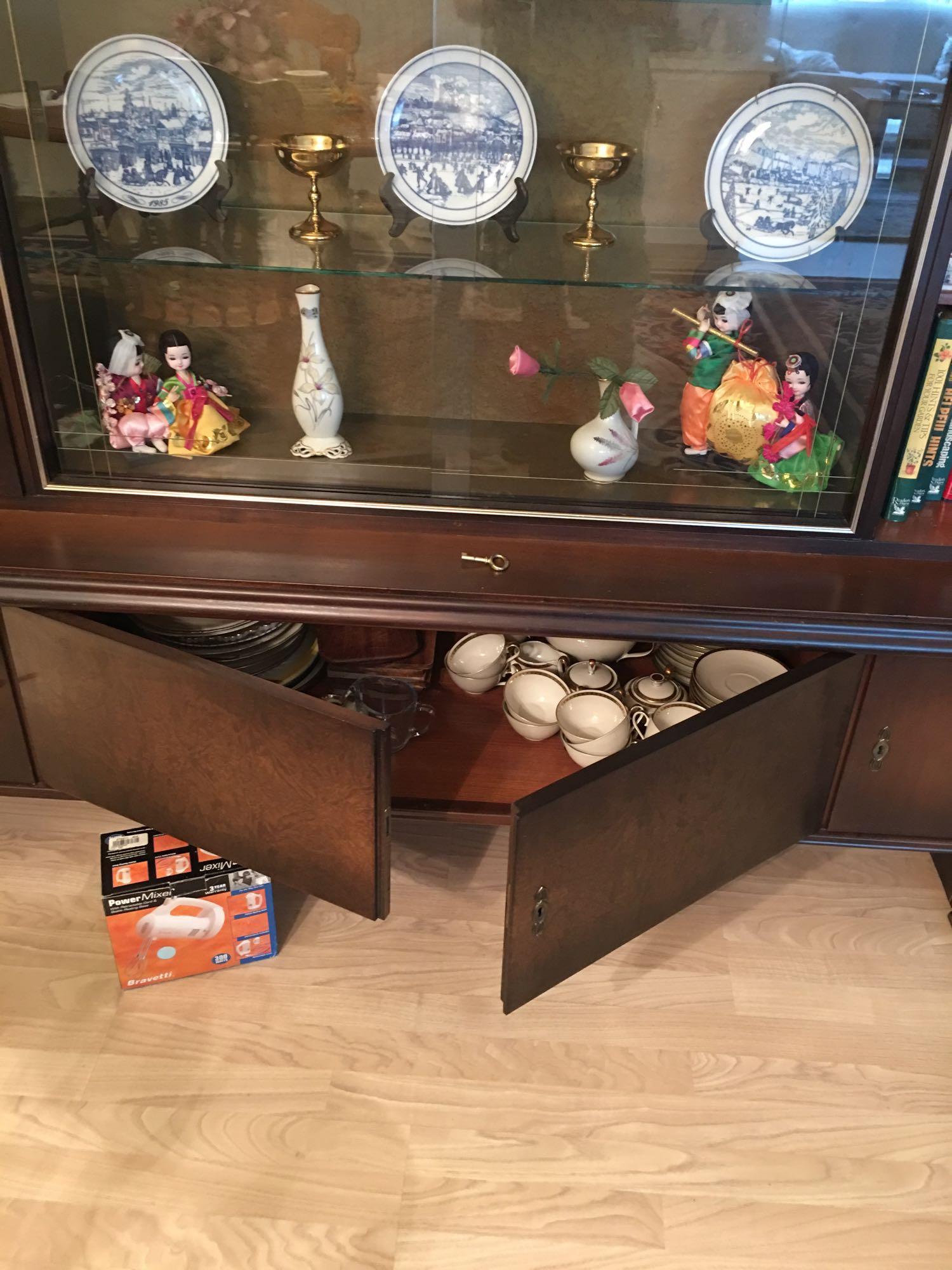 Fabulous Art Deco Nuevo antique German hutch. Burled wood