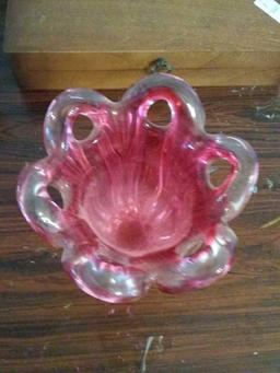 Beautiful red/pink glass vintage vase