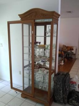 Real wood 7 glass shelves sliding door only shelf no contents