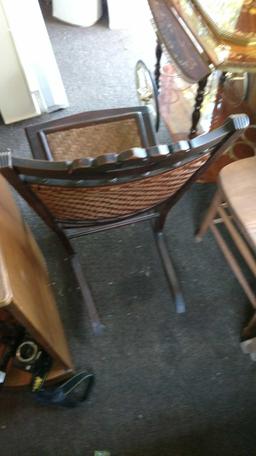Beautiful wooden dark wood and wicker Style vintage rocking chair