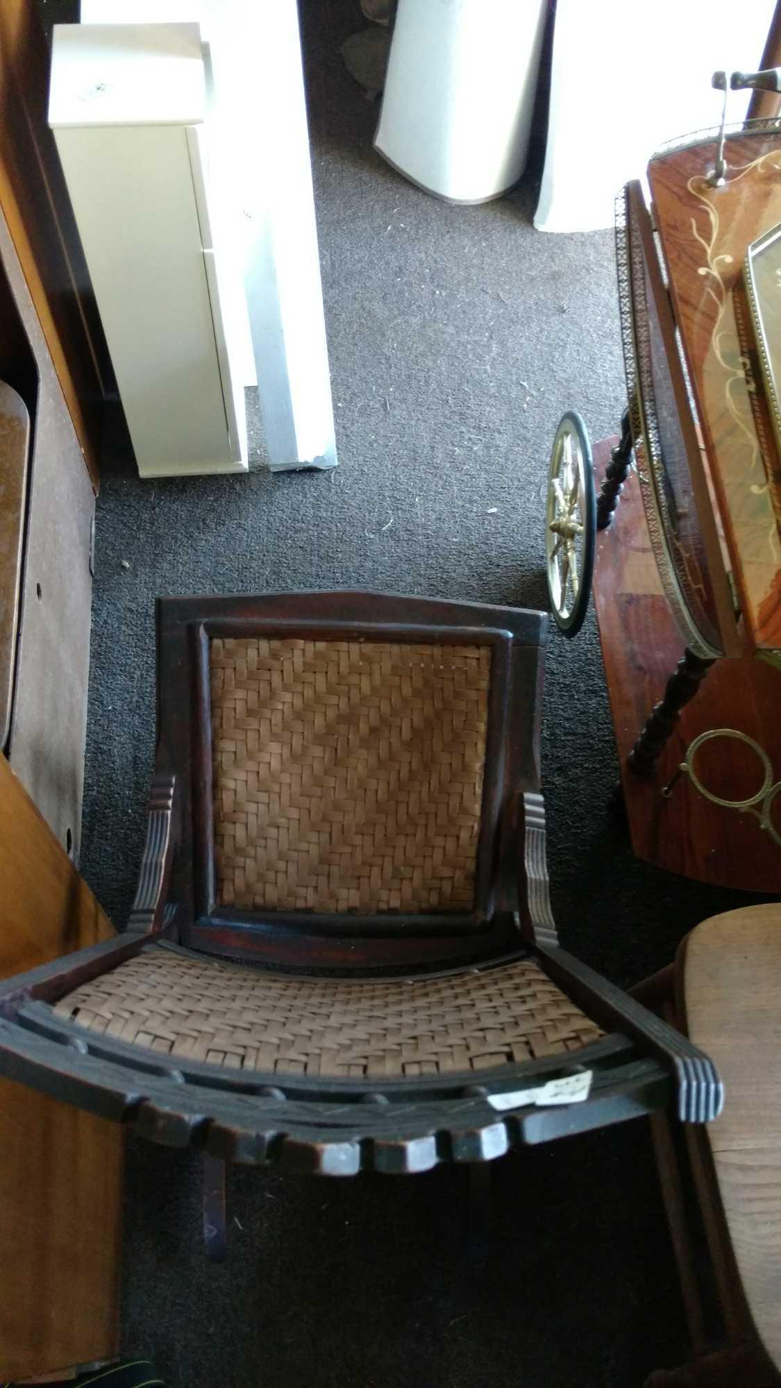 Beautiful wooden dark wood and wicker Style vintage rocking chair