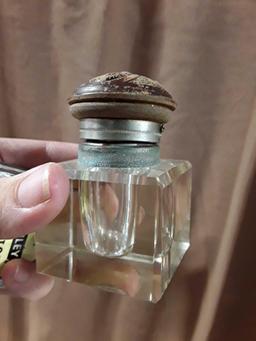 Solid Wood Inkwell with Glass bottles. Awesome!q