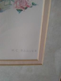 Framed art labeled KC baking powder shown in the picture