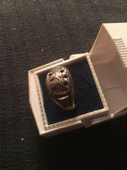 Rare Kinsley & Sons Gothic 14K Gold Masonic ring