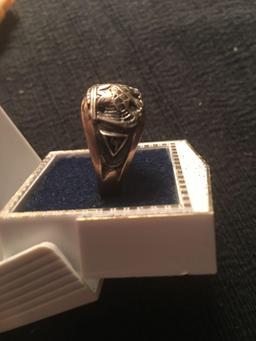 Rare Kinsley & Sons Gothic 14K Gold Masonic ring