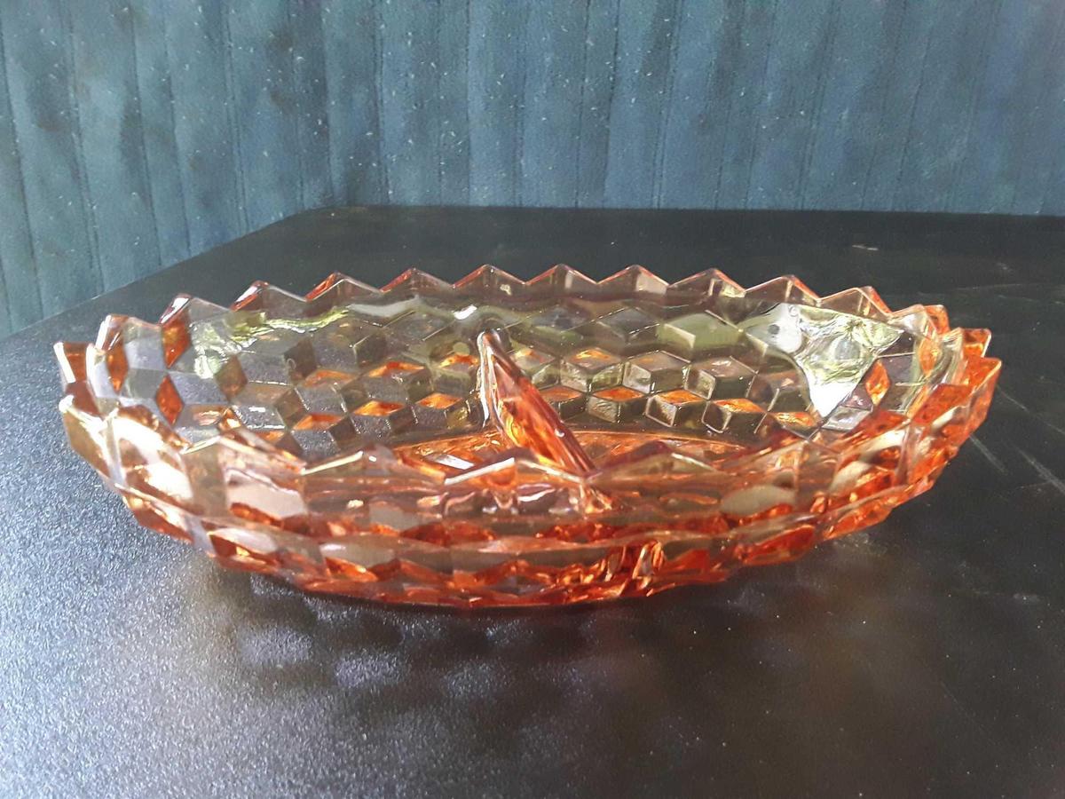 Pretty Pink Sectioned Glass Dish