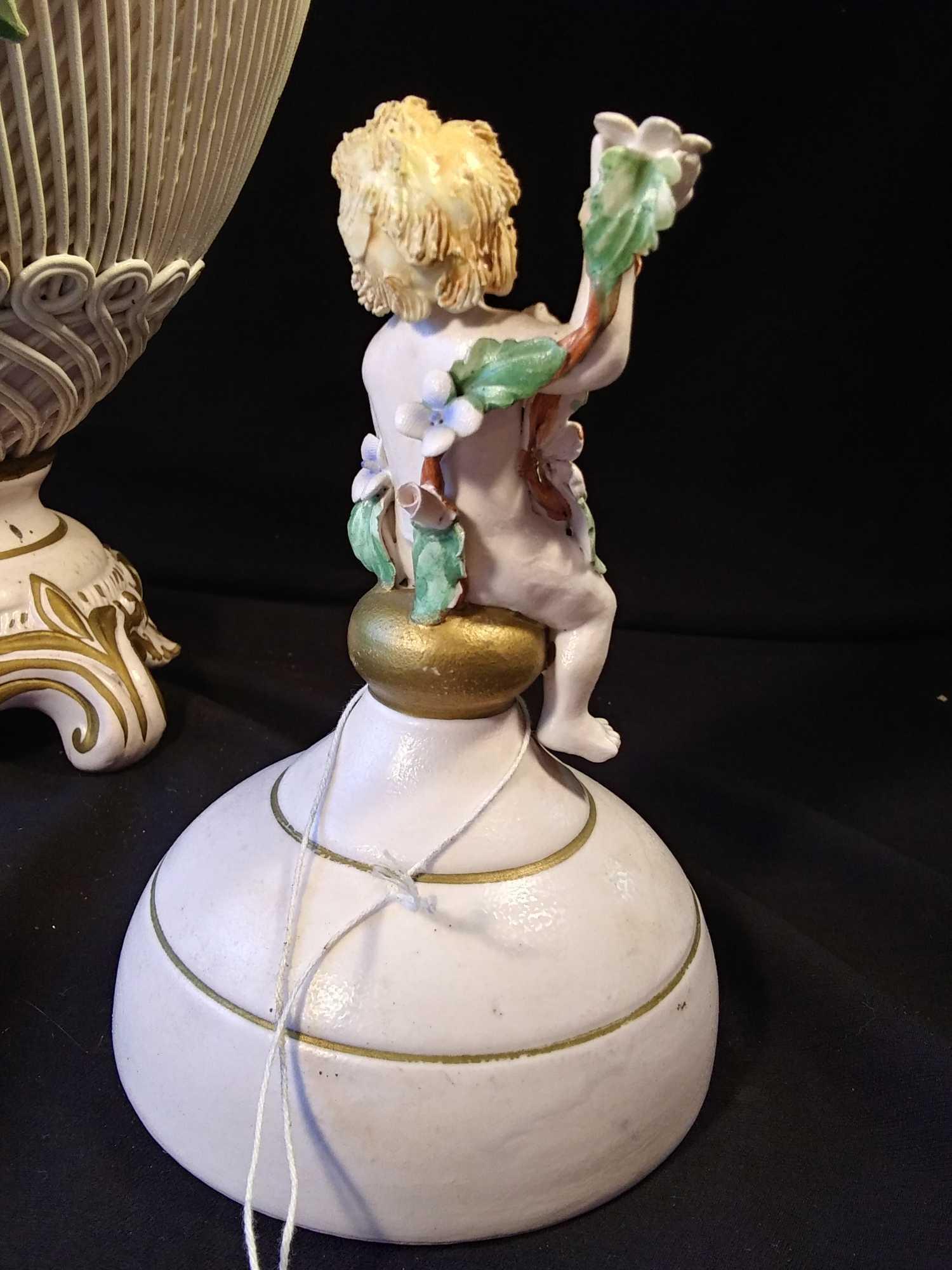 Absolutely Stunning 22" Capodimonte Vase, Delicate Ivory Color with Flowers