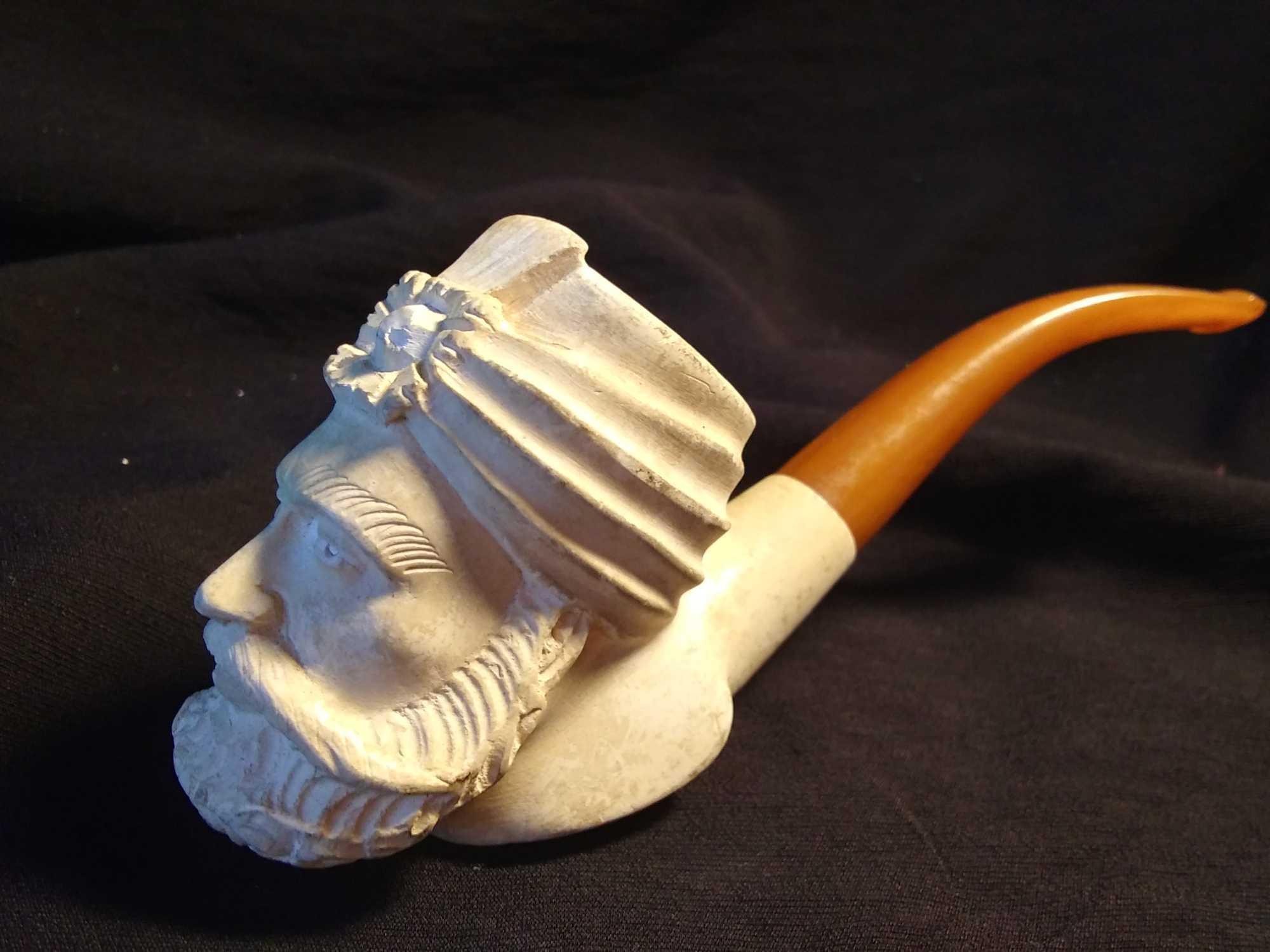 Vintage Arabian Turkish Figure, Bearded Man Meerschaum Pipe