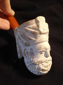 Vintage Arabian Turkish Bearded Man Meerschaum Pipe