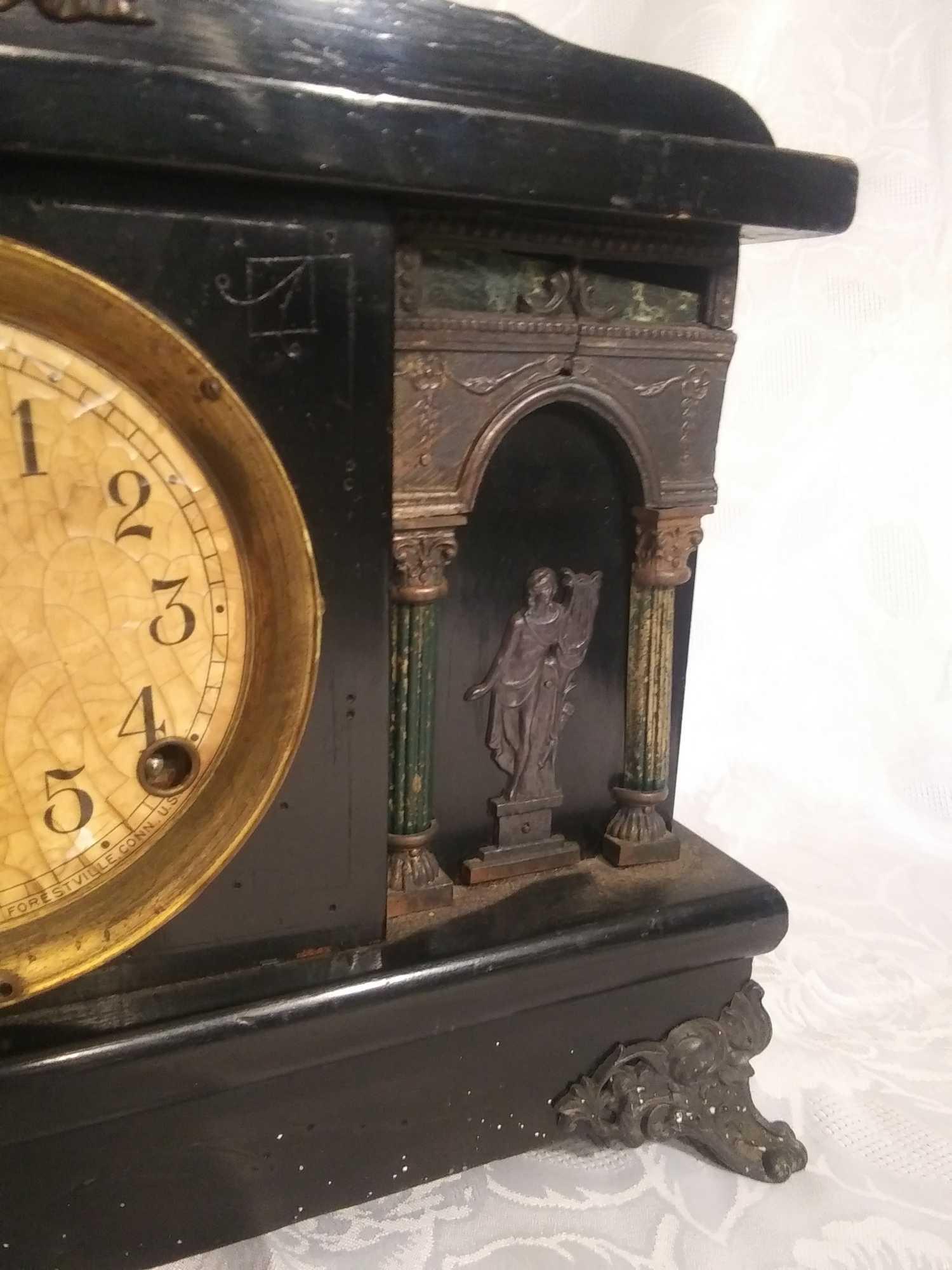 Antique Mantel Clock, Ornate Classical Figures