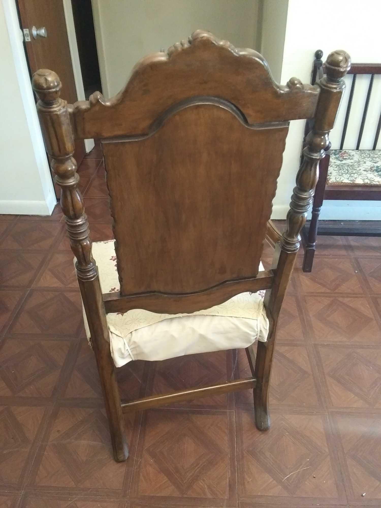 Vintage Ornately Carved Wooden Throne Sitting Chair