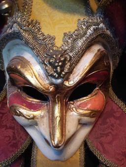 Custom Handmade Mardi Gras Mask, Jester Purple, Gold