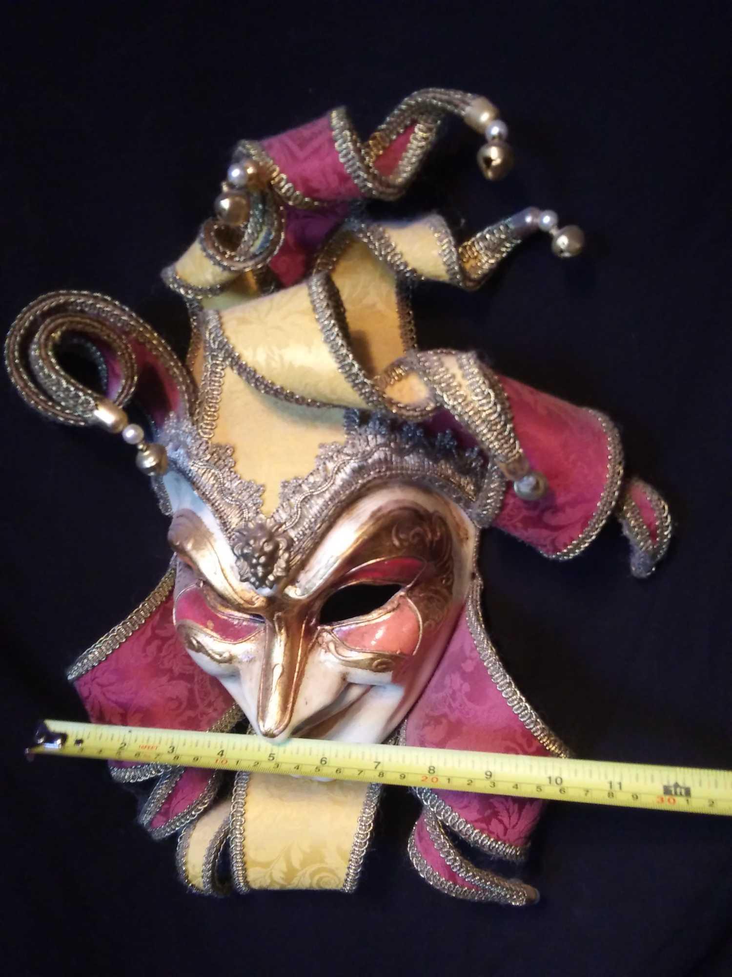 Custom Handmade Mardi Gras Mask, Jester Purple, Gold