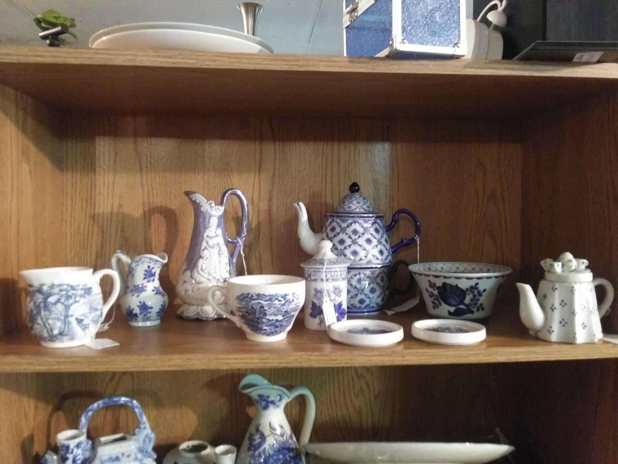 Selection of 10 Blue and White China/Porcelain Pieces Including Stacking Teapot