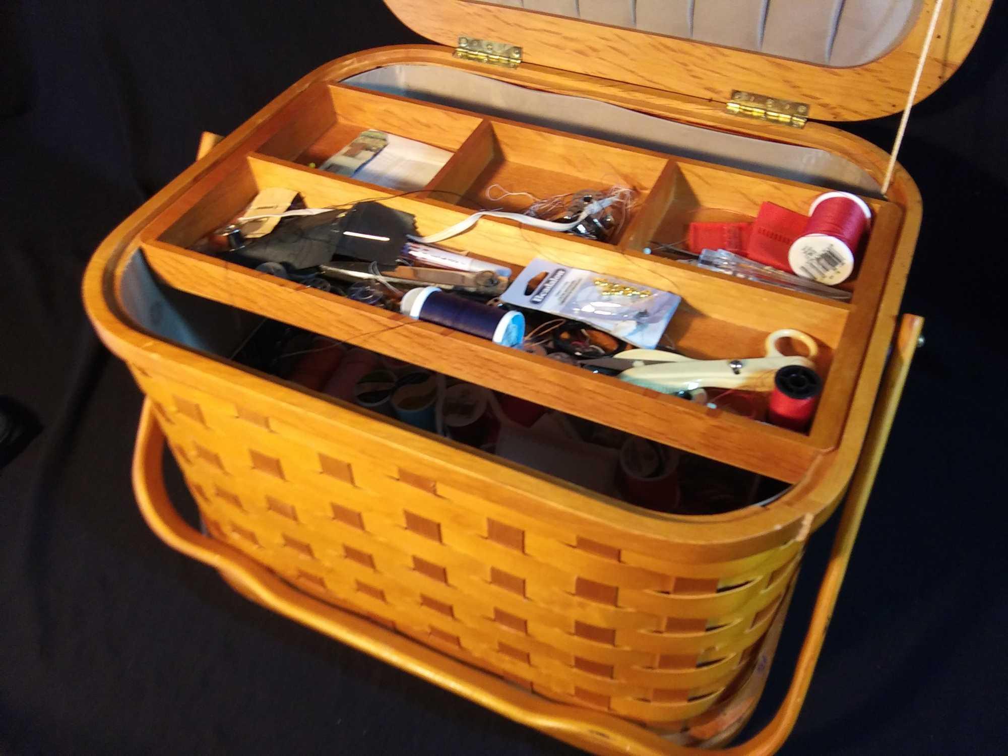 Wow! Extra Large Handled Sewing Basket with All Contents!!!